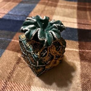 3 Green and Gold Decorative Gift Box Candles